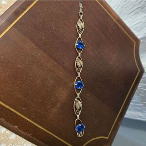 VTG 1/20 12K Gold Leafs And Stones Bracelet